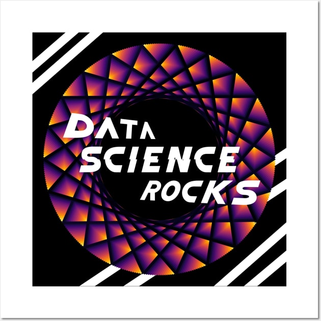 Data Science Rocks | Retro Racing Stripes Logo Yellow Red Black Wall Art by aRtVerse